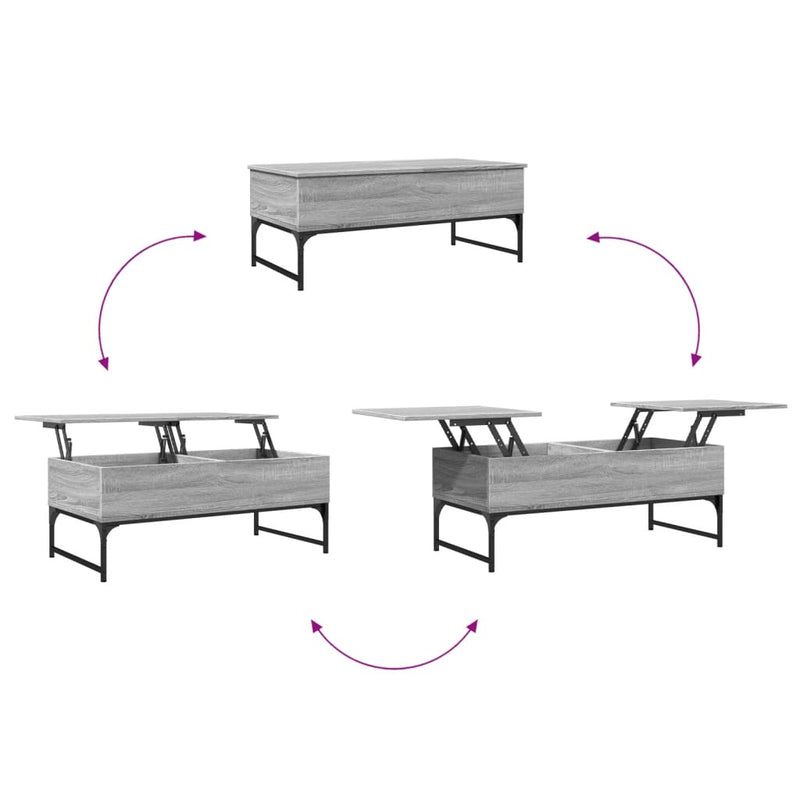 Couchtisch Grau Sonoma 100x50x40 cm Holzwerkstoff und Metall