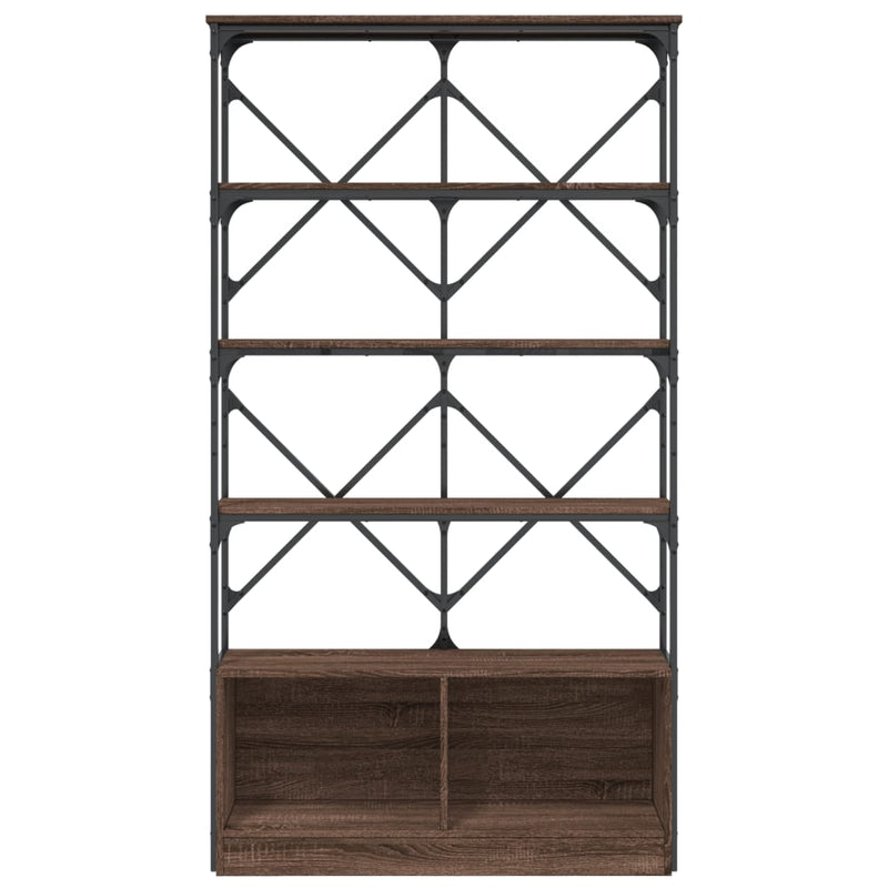 Bücherregal Braun Eiche 100x26x180 cm Holzwerkstoff und Metall