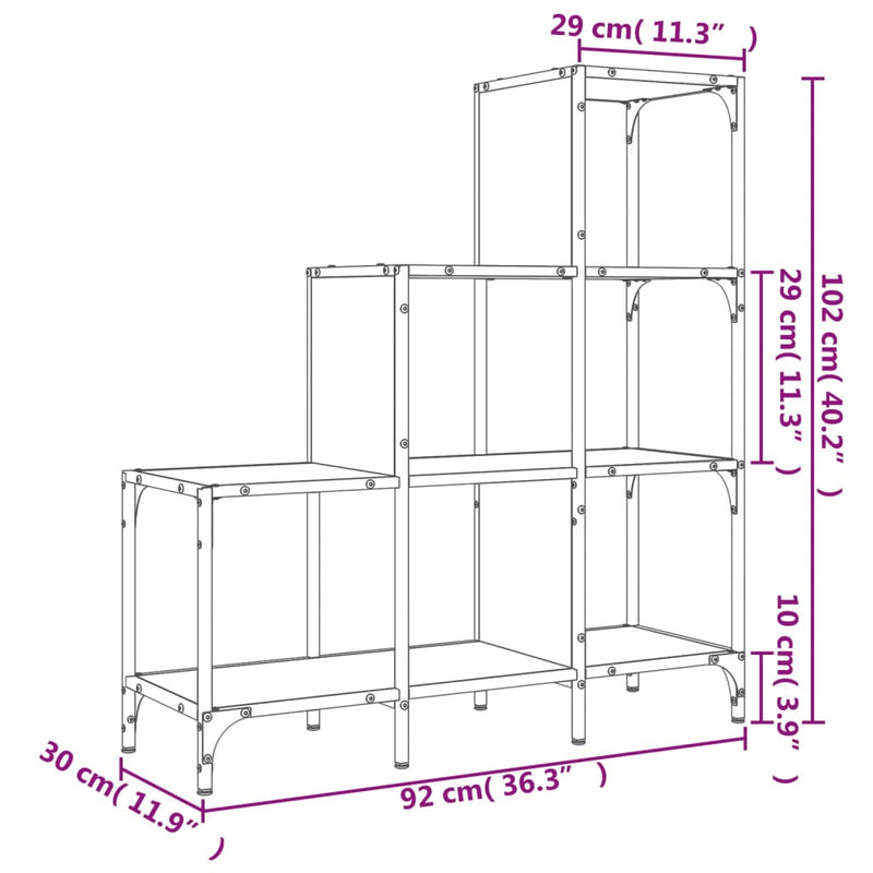 Bücherregal Schwarz 92x30x102 cm Holzwerkstoff und Metall