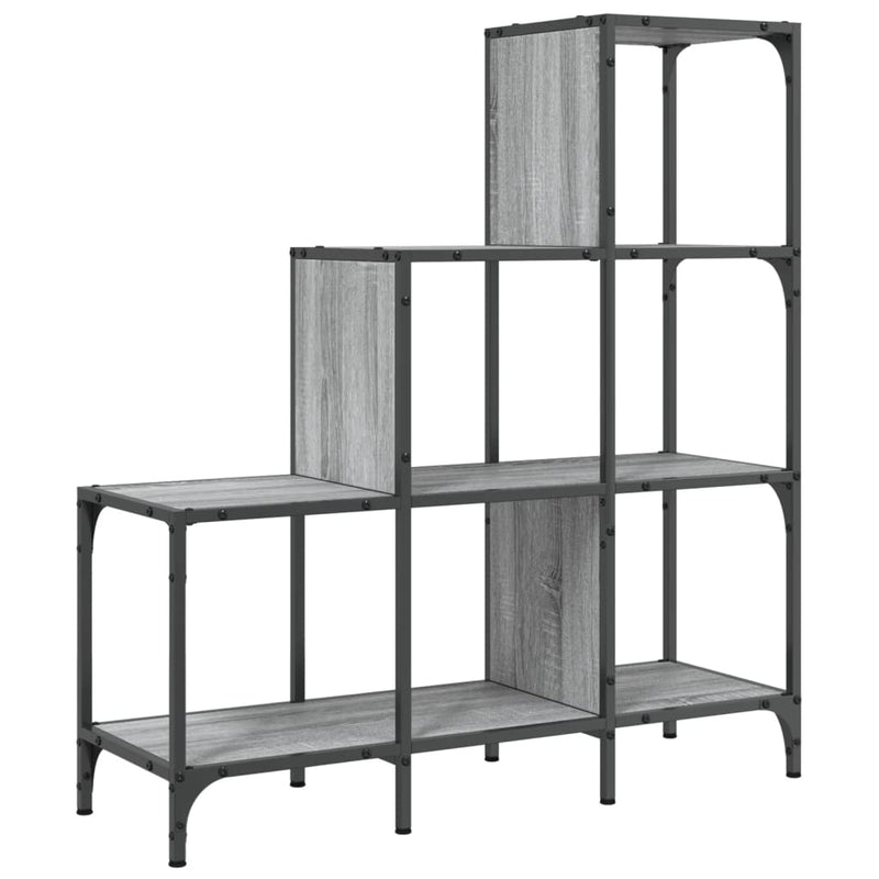 Bücherregal Grau Sonoma 92x30x102 cm Holzwerkstoff und Metall