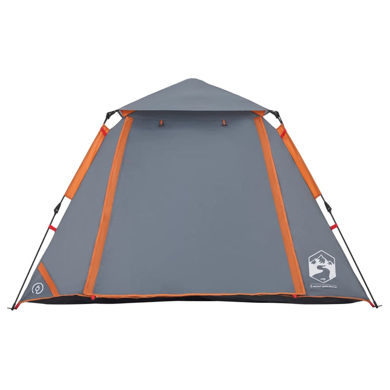 Kuppel-Campingzelt 4 Personen Grau und Orange Quick Release