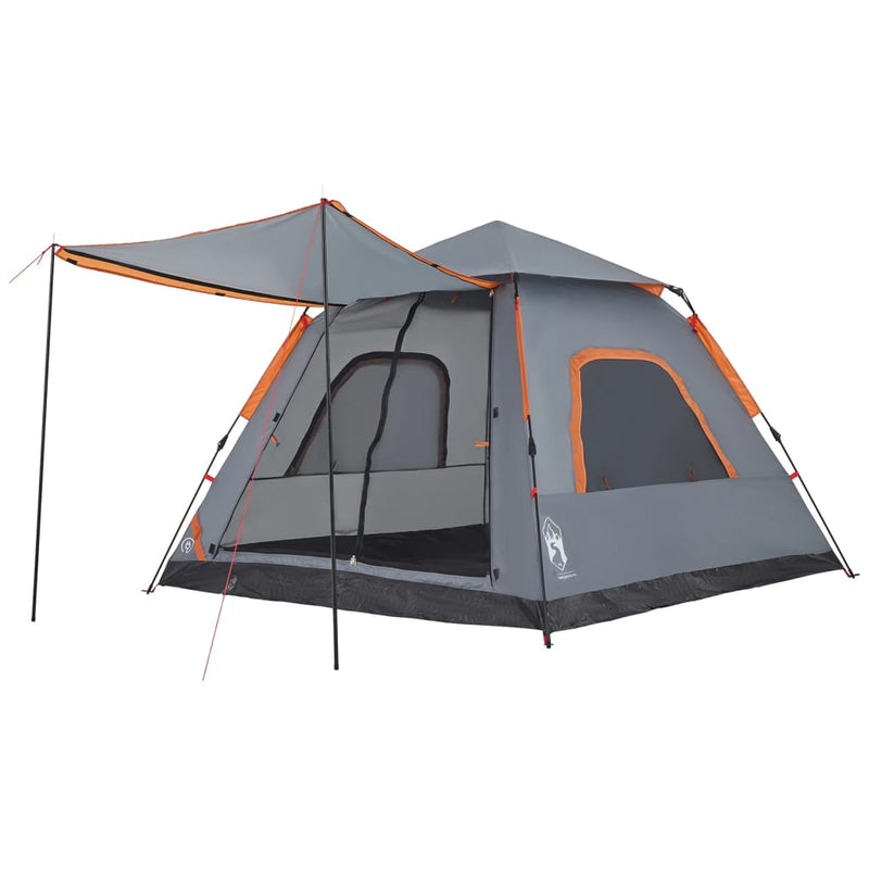 Kuppel-Campingzelt 5 Personen Grau und Orange Quick Release