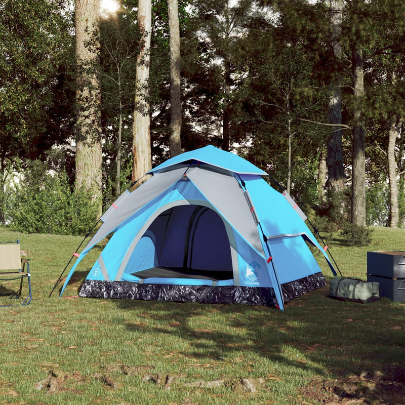 Kuppel-Campingzelt 3 Personen Blau Quick Release