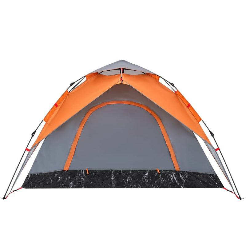 Kuppel-Campingzelt 5 Personen Grau und Orange Quick Release