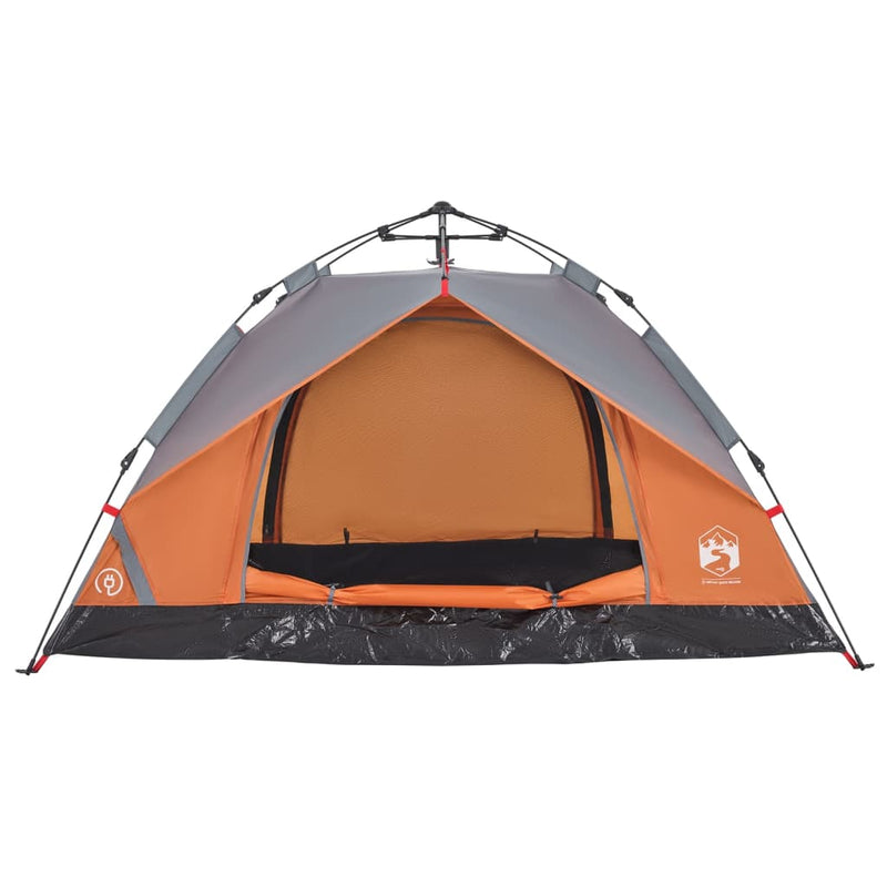 Kuppel-Campingzelt 2 Personen Grau und Orange Quick Release