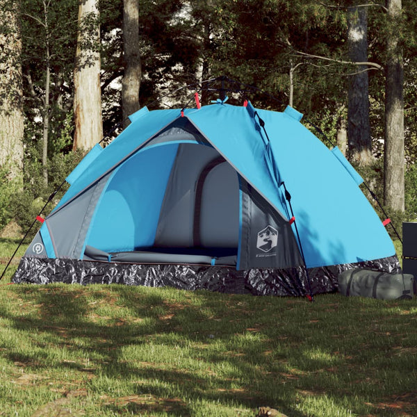 Kuppel-Campingzelt 3 Personen Blau Quick Release