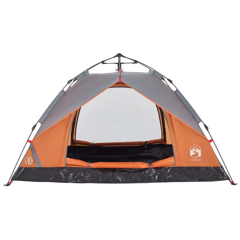 Kuppel-Campingzelt 3 Personen Grau und Orange Quick Release