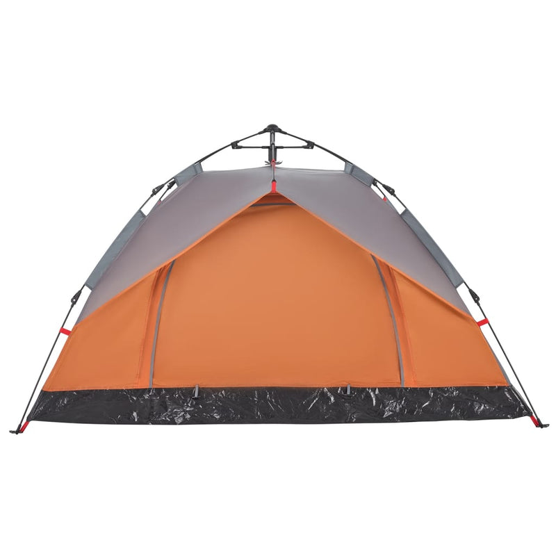 Kuppel-Campingzelt 3 Personen Grau und Orange Quick Release