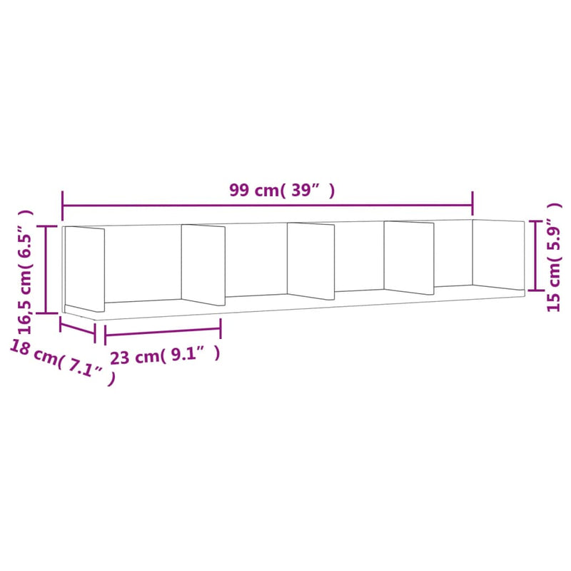 Wandschrank Betongrau 99x18x16,5 cm Holzwerkstoff