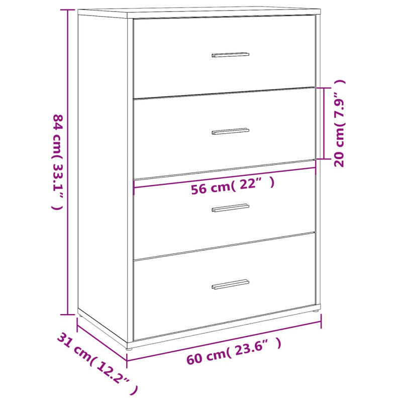 Sideboard Betongrau 60x31x84 cm Holzwerkstoff