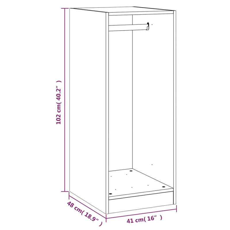 Kleiderschrank Weiß 48x41x102 cm Holzwerkstoff