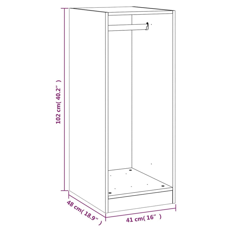 Kleiderschrank Schwarz 48x41x102 cm Holzwerkstoff