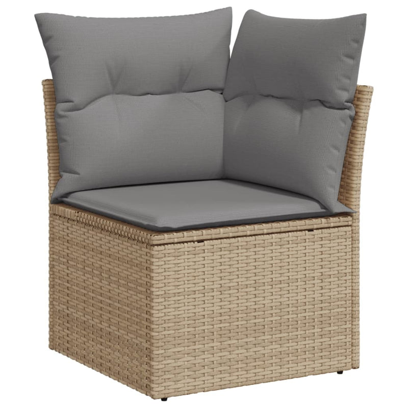 8-tlg. Garten-Sofagarnitur mit Kissen Beige Poly Rattan