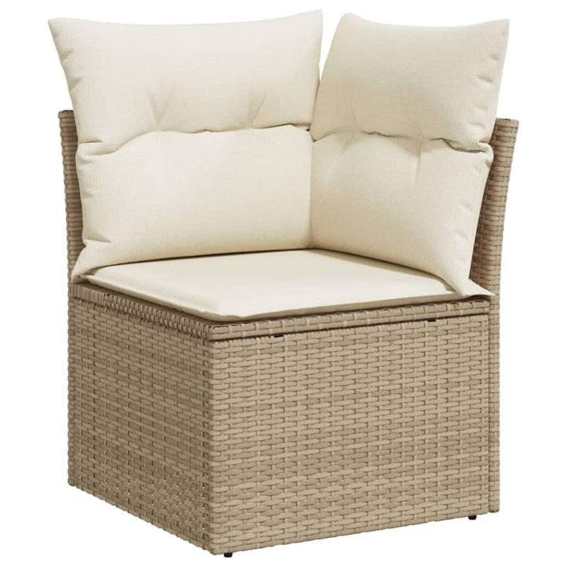 9-tlg. Garten-Sofagarnitur mit Kissen Beige Poly Rattan