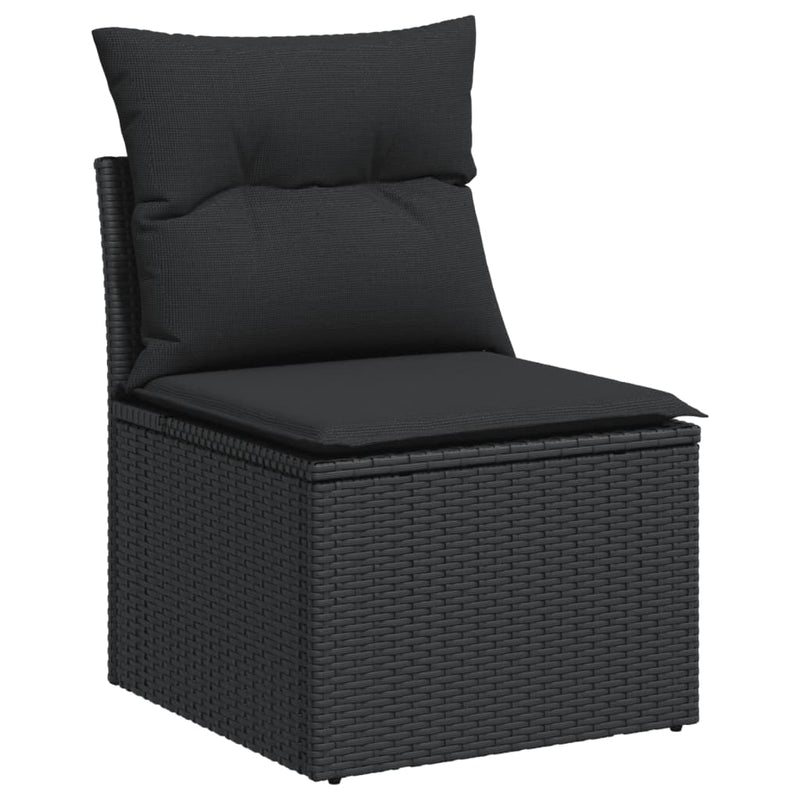 8-tlg. Garten-Sofagarnitur mit Kissen Schwarz Poly Rattan