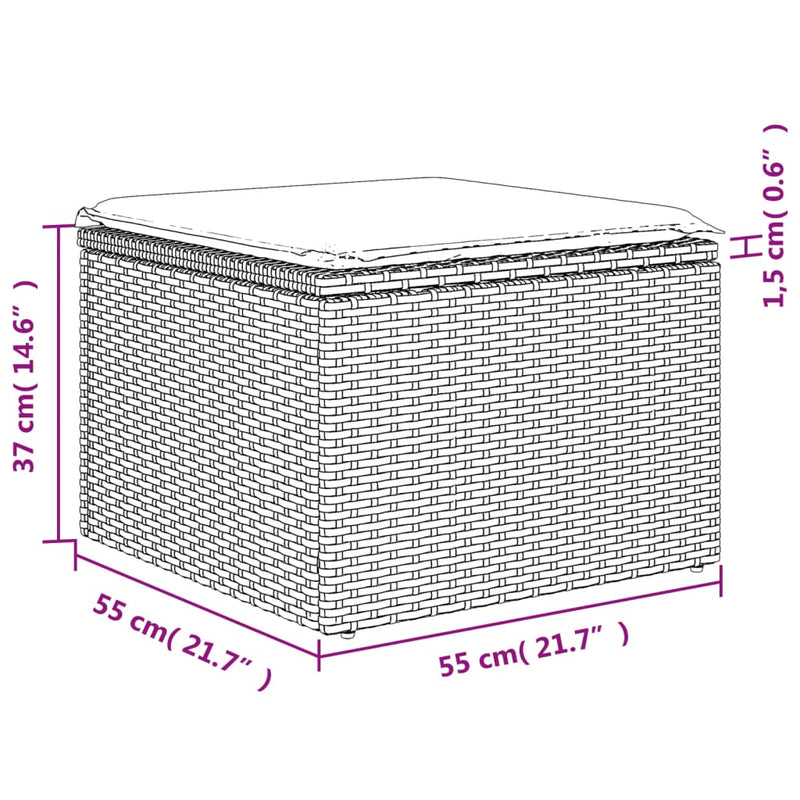 8-tlg. Garten-Sofagarnitur mit Kissen Grau Poly Rattan