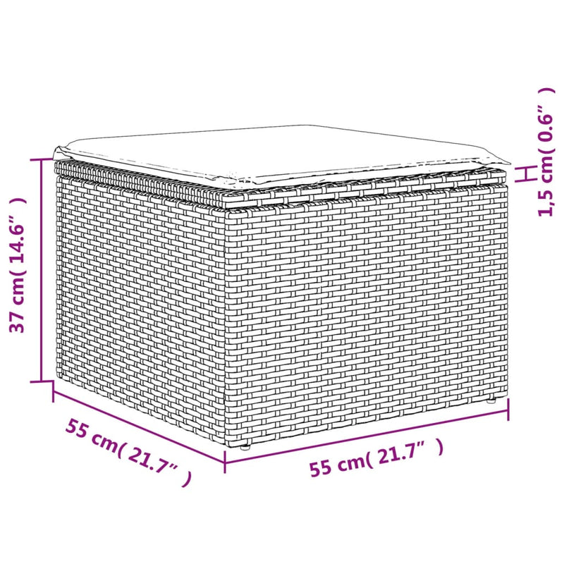 10-tlg. Garten-Sofagarnitur mit Kissen Grau Poly Rattan