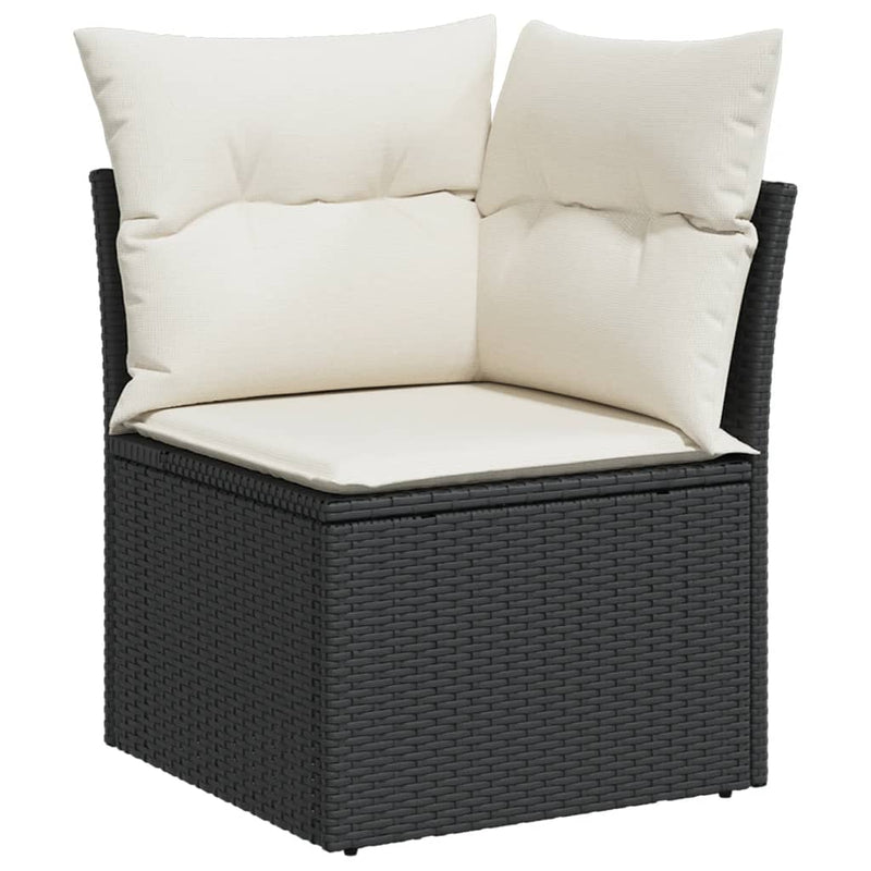 14-tlg. Garten-Sofagarnitur mit Kissen Schwarz Poly Rattan