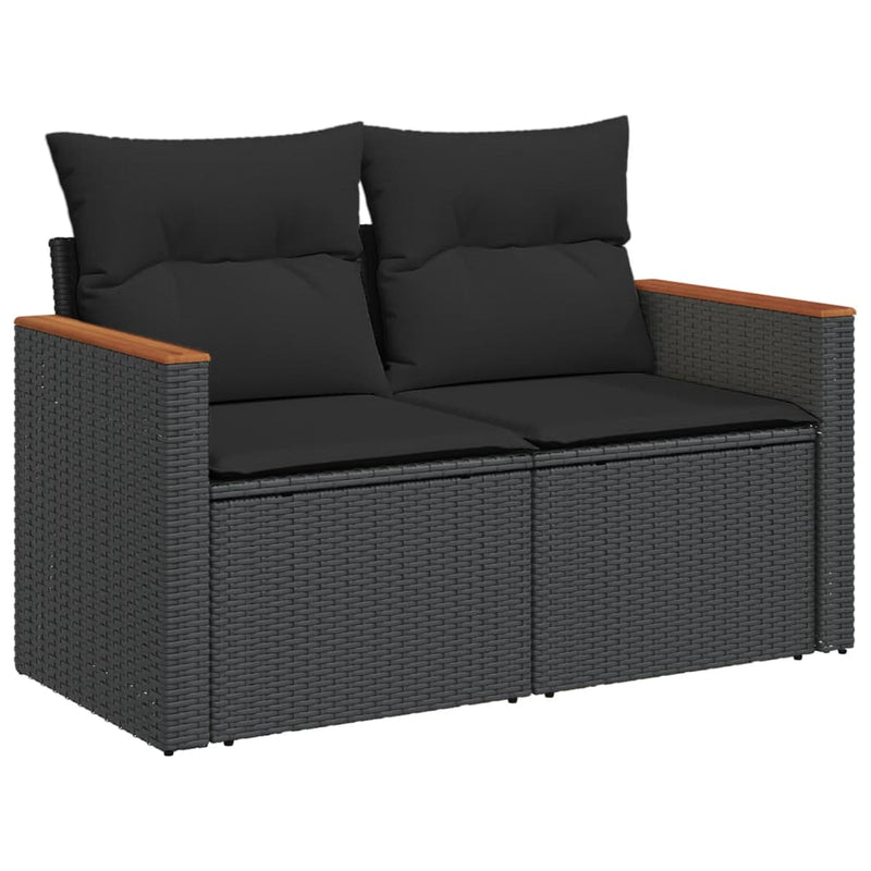 13-tlg. Garten-Sofagarnitur mit Kissen Schwarz Poly Rattan