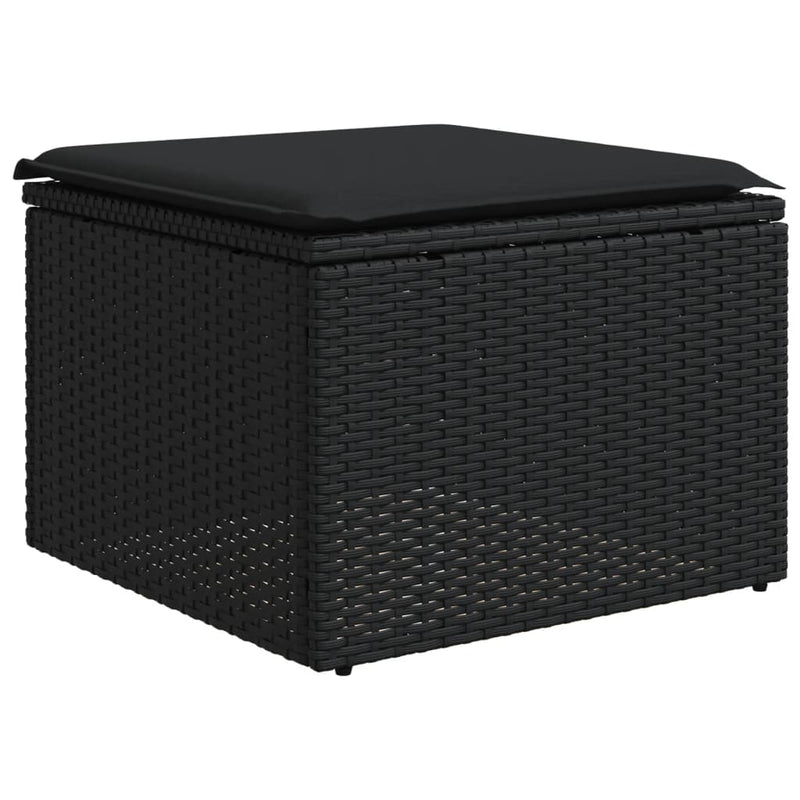 12-tlg. Garten-Sofagarnitur mit Kissen Schwarz Poly Rattan