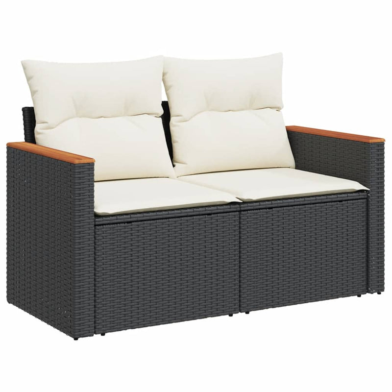 12-tlg. Garten-Sofagarnitur mit Kissen Schwarz Poly Rattan