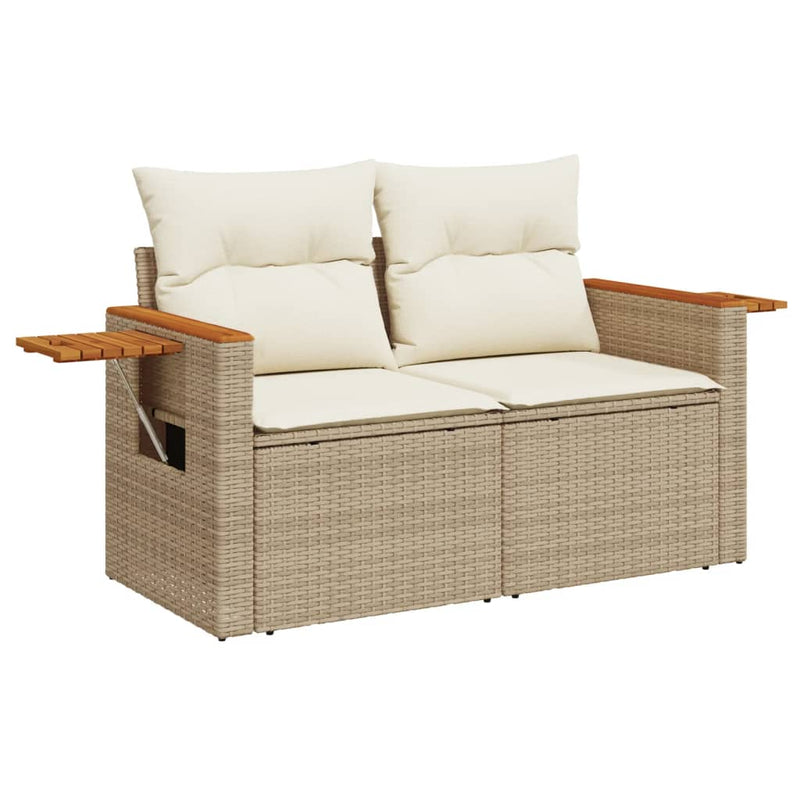 5-tlg. Garten-Sofagarnitur mit Kissen Beige Poly Rattan