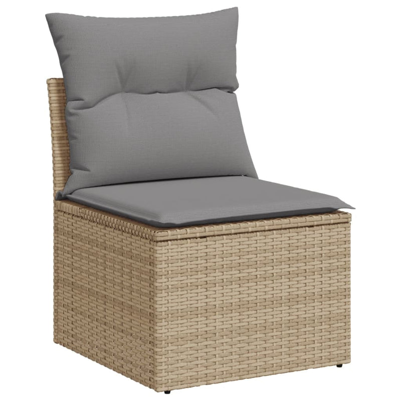 9-tlg. Garten-Sofagarnitur mit Kissen Grau Poly Rattan