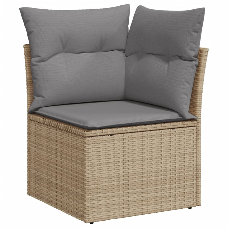 8-tlg. Garten-Sofagarnitur mit Kissen Beige Poly Rattan