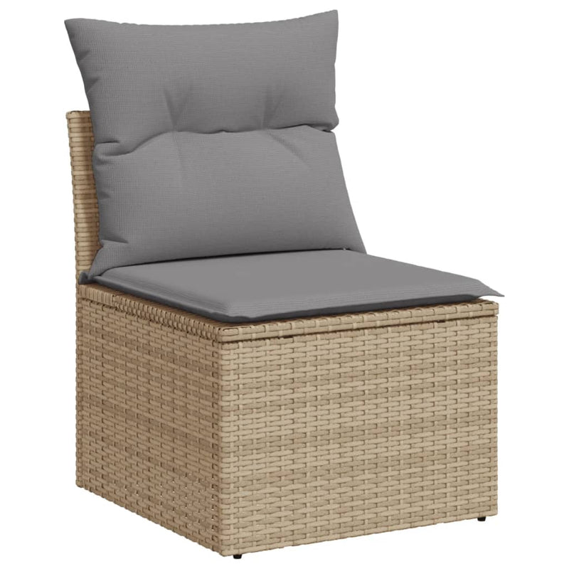 3-tlg. Garten-Sofagarnitur mit Kissen Beige Poly Rattan