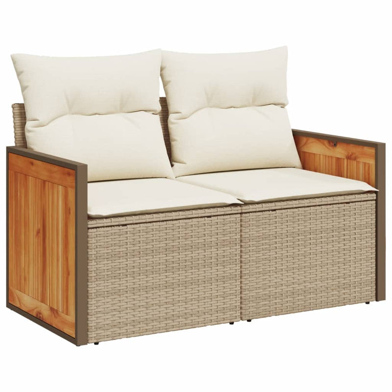 5-tlg. Garten-Sofagarnitur mit Kissen Beige Poly Rattan