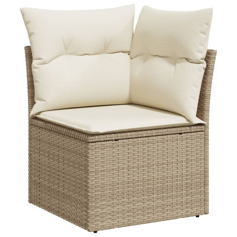 9-tlg. Garten-Sofagarnitur mit Kissen Grau Poly Rattan