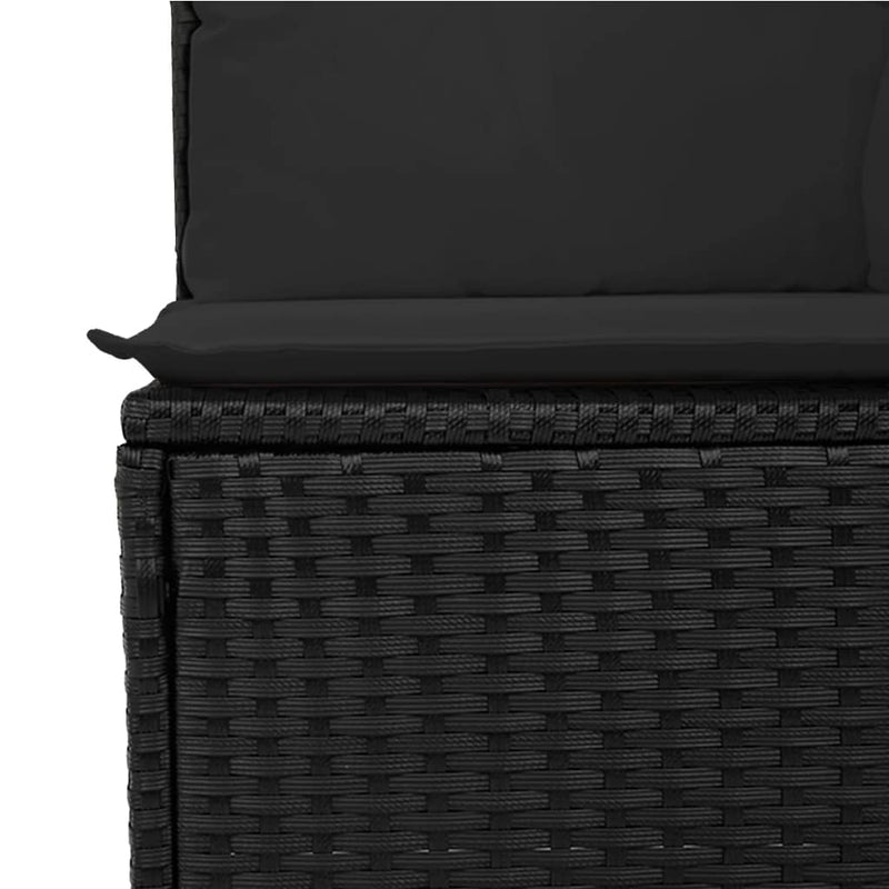 12-tlg. Garten-Sofagarnitur mit Kissen Schwarz Poly Rattan