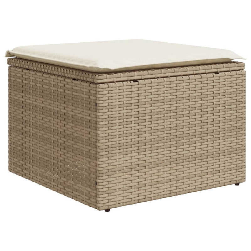 12-tlg. Garten-Sofagarnitur mit Kissen Beige Poly Rattan