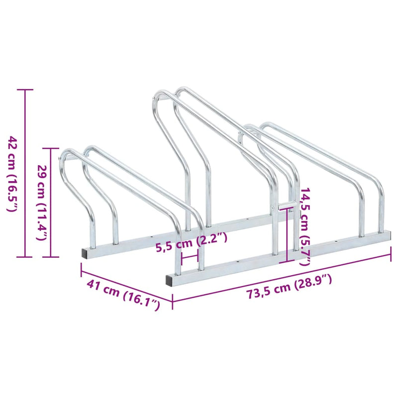 Fahrradständer für 3 Fahrräder Freistehend Verzinkter Stahl