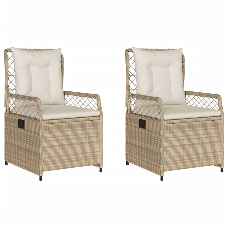 Gartensessel 2 Stk. Verstellbar Beige Poly Rattan