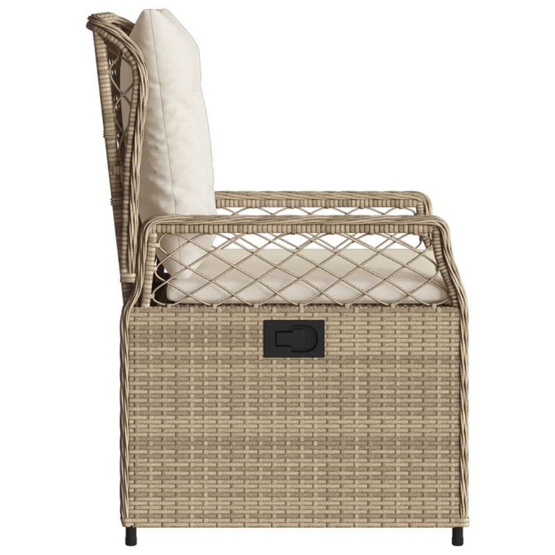 Gartensessel 2 Stk. Verstellbar Beige Poly Rattan