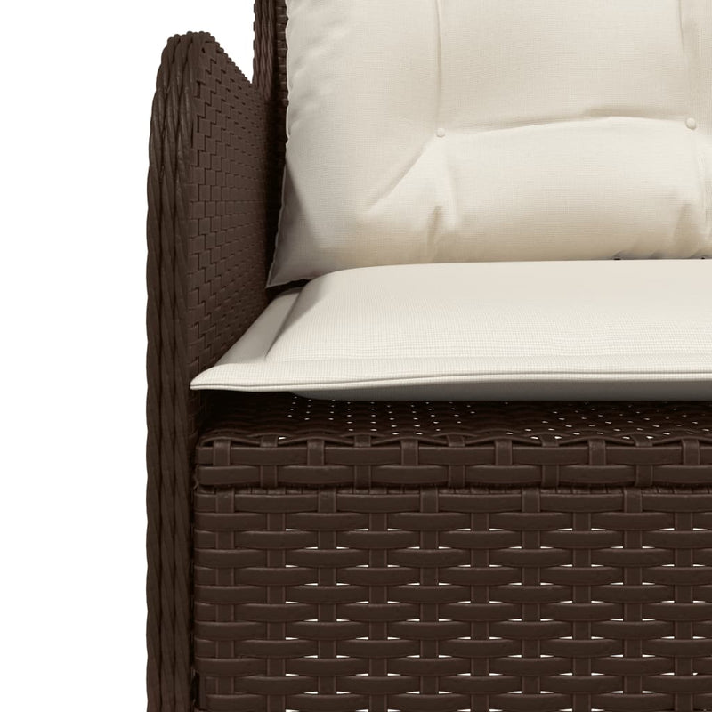 Gartensofa in L-Form mit Kissen Braun Poly Rattan