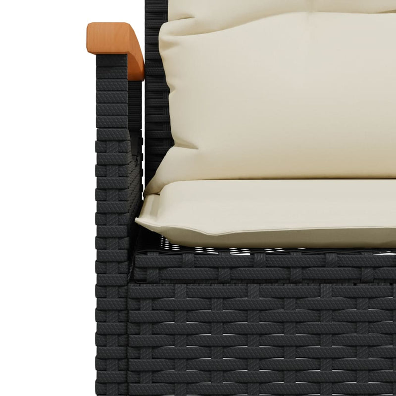 Gartenbank mit Kissen 116x62,5x74 cm Schwarz Poly Rattan