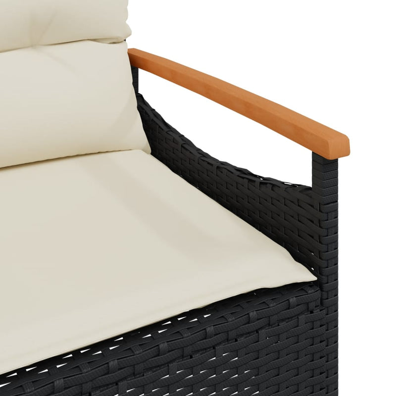 Gartenbank mit Kissen 116x62,5x74 cm Schwarz Poly Rattan