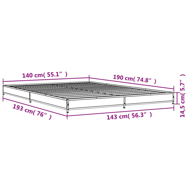 Bettgestell Schwarz 140x190 cm Holzwerkstoff und Metall