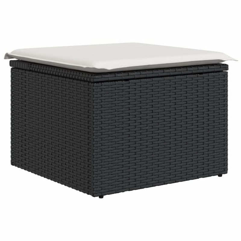 11-tlg. Garten-Sofagarnitur mit Kissen Schwarz Poly Rattan