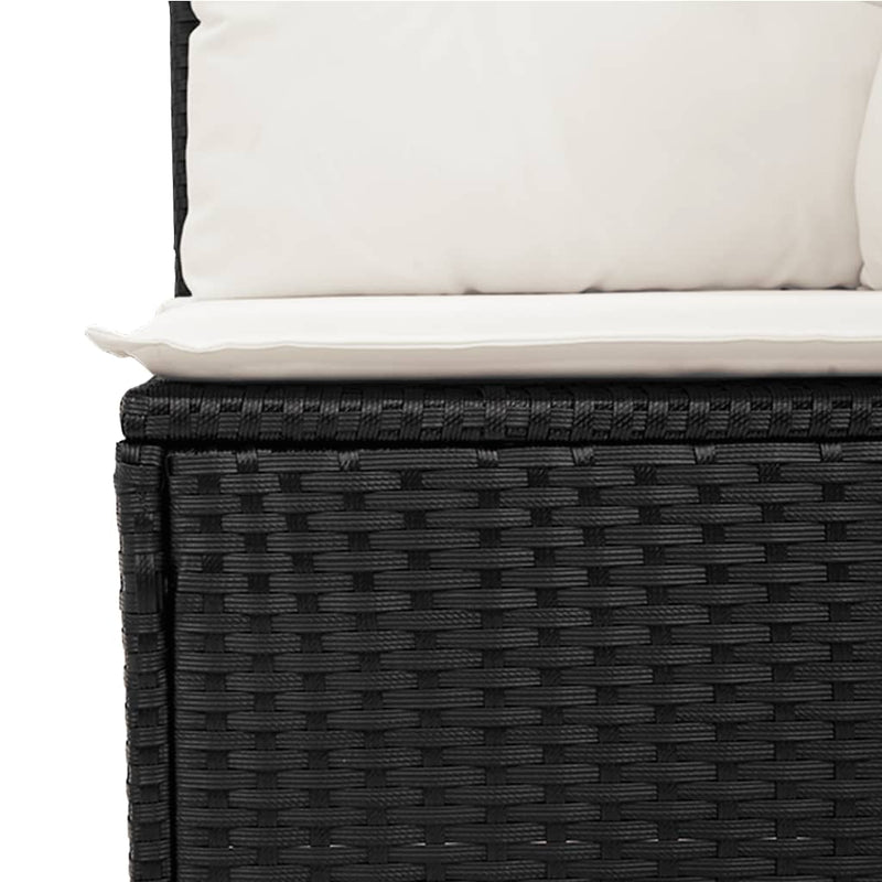 7-tlg. Garten-Sofagarnitur mit Kissen Schwarz Poly Rattan