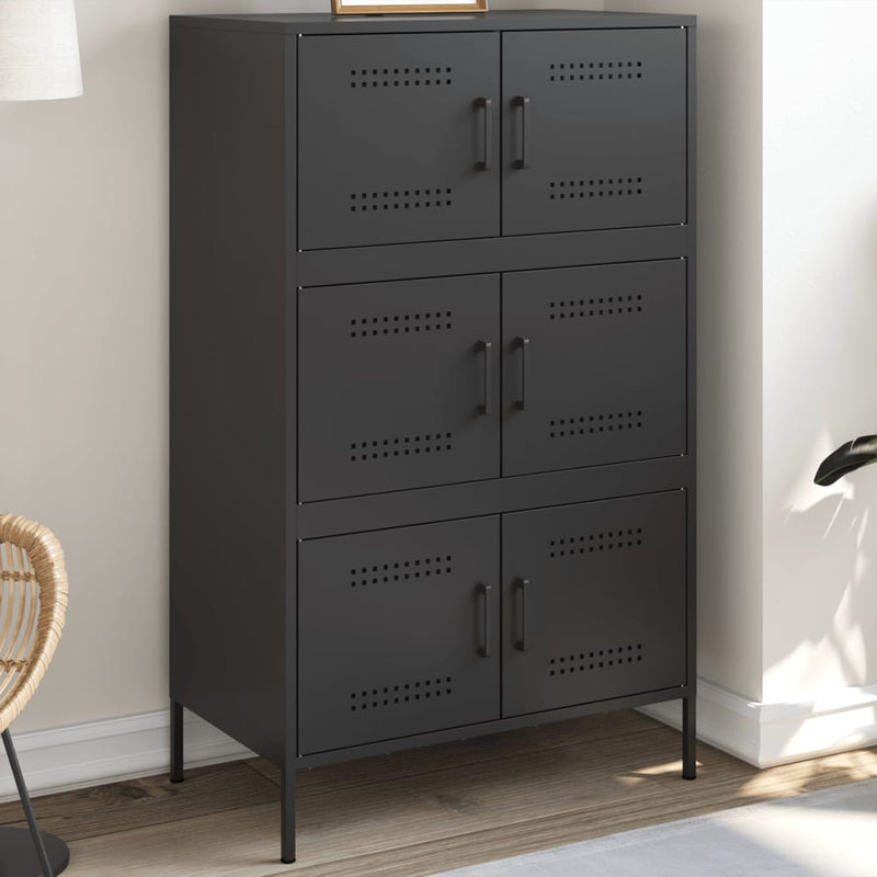 Highboard Schwarz 68x39x113 cm Stahl