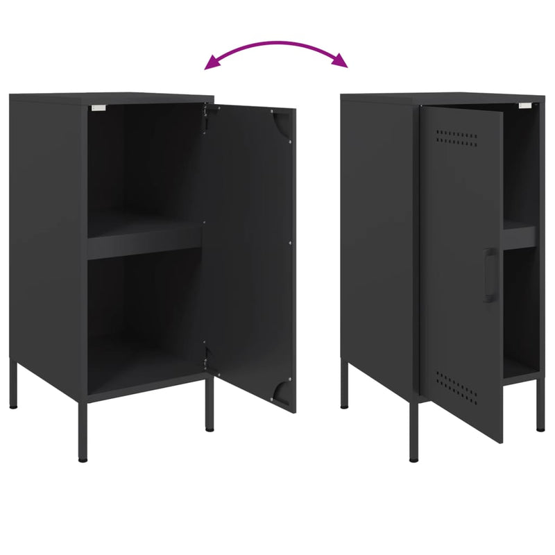 Sideboards 2 Stk. Schwarz 36x39x79 cm Kaltgewalzter Stahl