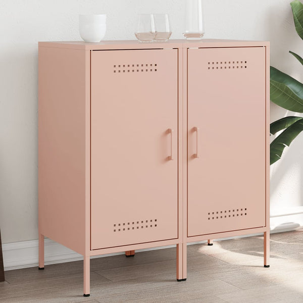 Sideboards 2 Stk. Rosa 36x39x79 cm Kaltgewalzter Stahl