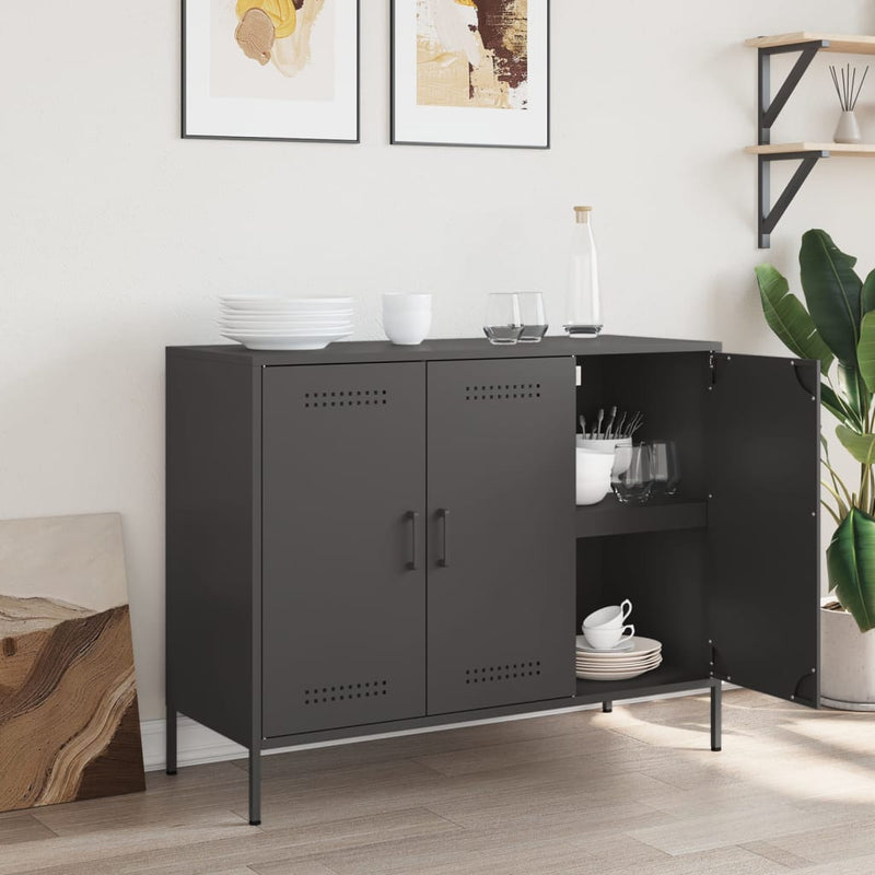 Sideboard Schwarz 100,5x39x79 cm Kaltgewalzter Stahl