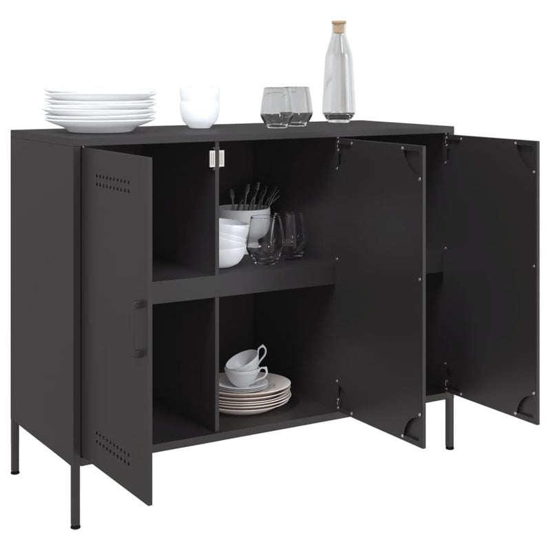 Sideboard Schwarz 100,5x39x79 cm Kaltgewalzter Stahl