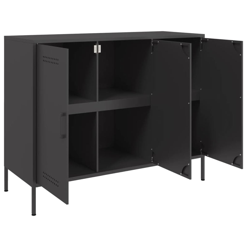 Sideboard Schwarz 100,5x39x79 cm Kaltgewalzter Stahl