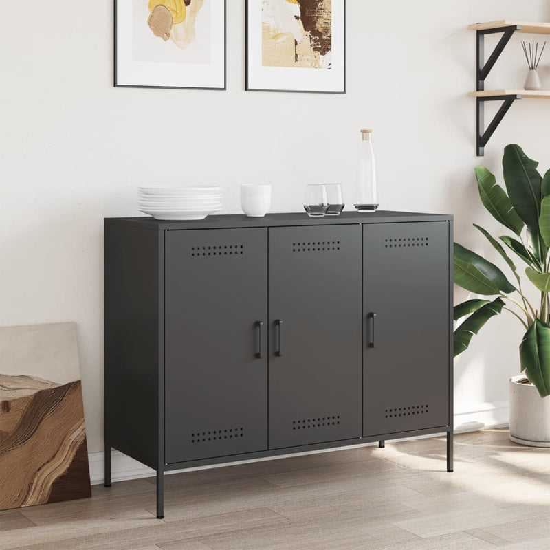 Sideboard Schwarz 100,5x39x79 cm Kaltgewalzter Stahl