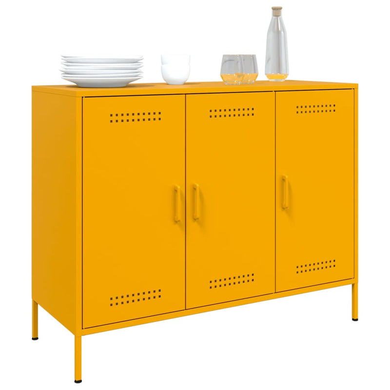 Sideboard Senfgelb 100,5x39x79 cm Kaltgewalzter Stahl